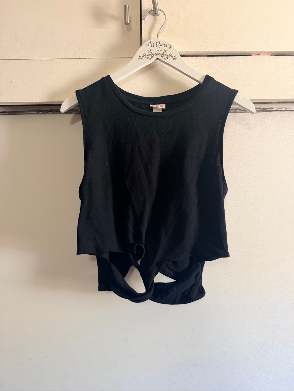Mossimo Supply Co Black Knot-Front Tank Top